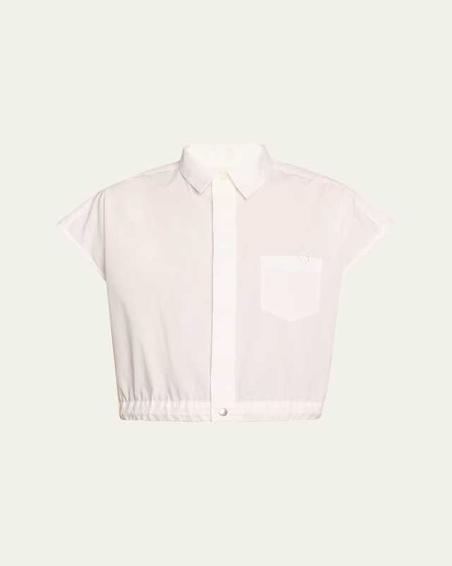 Poplin Drawsting Hem Cropped Shirt